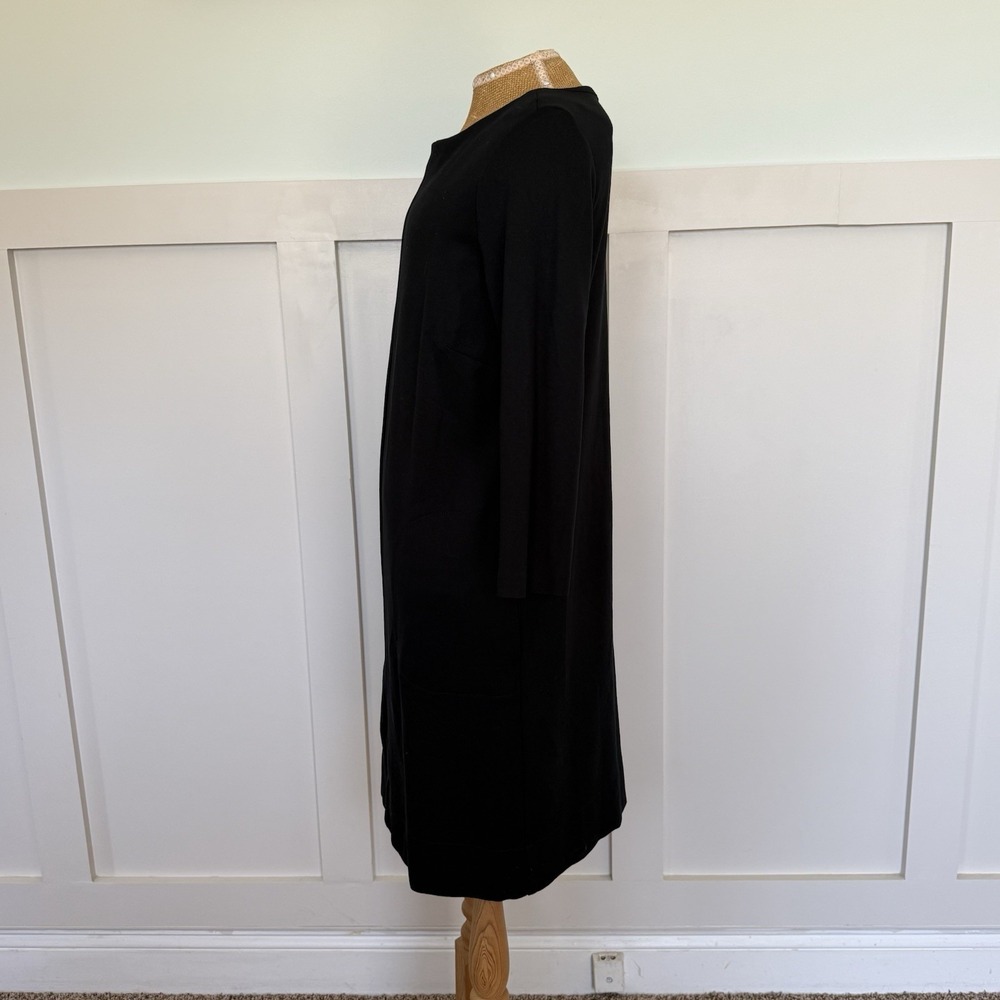 J Jill Ponte Dress SMALL Black Pockets 3/4 Sleeve Career Minimalist Capsule - Picture 3 of 9